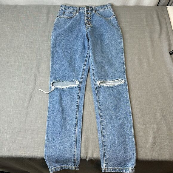 WeWoreWhat Jeans Womens 25 High Waisted Button Fly Jeans Distressed - Picture 2 of 10